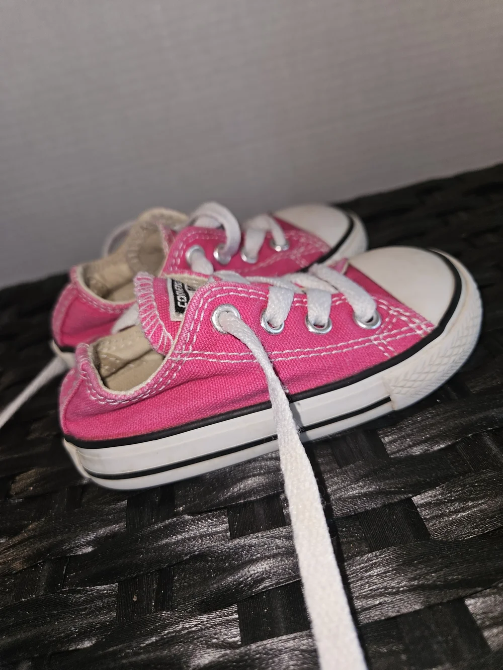 Converse Kids Pink Low Top Canvas Sneakers with White Laces